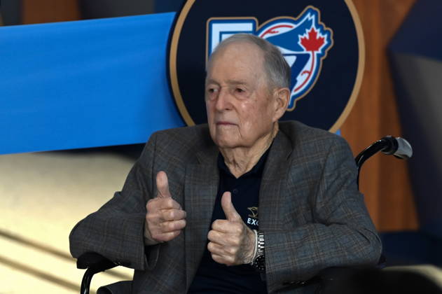 August 29, 2026, Toronto, On, CANADA: Former Toronto Blue Jays general manager Pat Gillick waits to cut the ribbon to open the team s new Hall of Excellence at Rogers Centre in Toronto on Saturday, Aug. 29, 2026. Canada News - August 29, 2026  - ZUMAc35_ 20260829_zaf_c35_018 Copyright: xJonxBlackerx