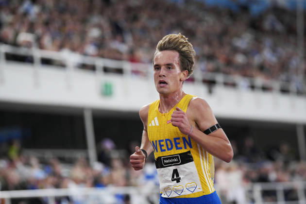 260829 Sebastian Lörstad of Sweden competes in men™s 5000m during day 1 of the athletics gala Finnkampen on August 29, 2026 in Helsinki. Photo: Kalle Parkkinen BILDBYRAN COP 18 XY0124 friidrott athletics friidrett finnkampen day 1 bbeng dag 1 Copyright: KALLExPARKKINEN BB260829ZA008