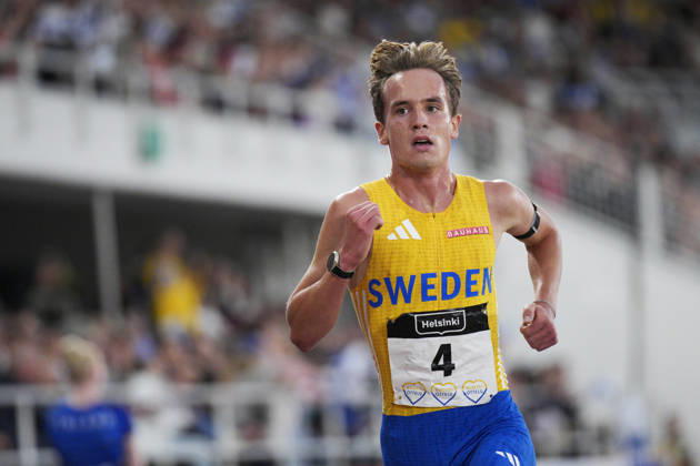 260829 Sebastian Lörstad of Sweden competes in men™s 5000m during day 1 of the athletics gala Finnkampen on August 29, 2026 in Helsinki. Photo: Kalle Parkkinen BILDBYRAN COP 18 XY0124 friidrott athletics friidrett finnkampen day 1 bbeng dag 1 Copyright: KALLExPARKKINEN BB260829ZC005