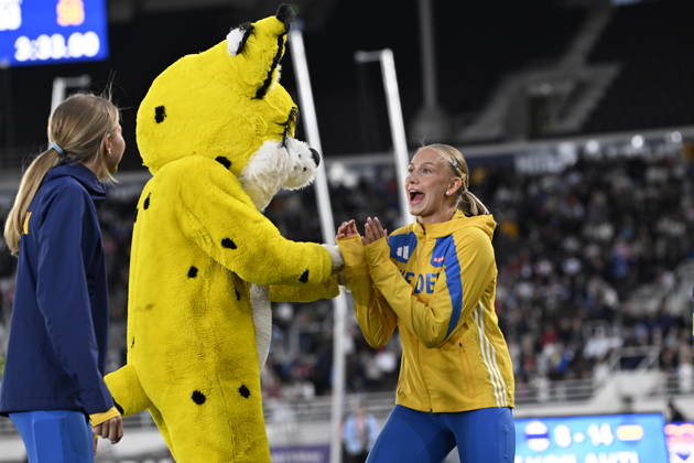 HELSINGFORS, FINLAND 20240829 Sveriges Maja Askag i damernas längdhopp under Finnkampen i friidrott mellan Finland och Sverige pa Olympiastadion i Helsingfors. Helsingfors FINLAND x10350x