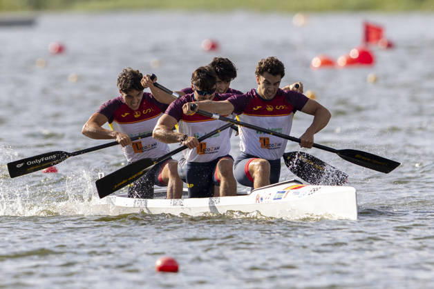 ICF Canoe Sprint and Paracanoe World Championships Cayetano Ignacio Garcia, Pablo Martinez, Manuel Fonta, Diego Dominguez during C4 Men 500m final at the ICF Canoe Sprint and Paracanoe World Championships 2026 in Poznan,Poland on August 29, 2026 Poznan Poland  Copyright: xAndrzejxIwanczukx originalFilename:iwanczuk-icfcanoe260829_npLhH.jpg