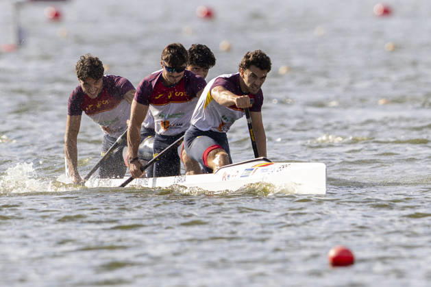 ICF Canoe Sprint and Paracanoe World Championships Cayetano Ignacio Garcia, Pablo Martinez, Manuel Fonta, Diego Dominguez during C4 Men 500m final at the ICF Canoe Sprint and Paracanoe World Championships 2026 in Poznan,Poland on August 29, 2026 Poznan Poland  Copyright: xAndrzejxIwanczukx originalFilename:iwanczuk-icfcanoe260829_npT0Z.jpg
