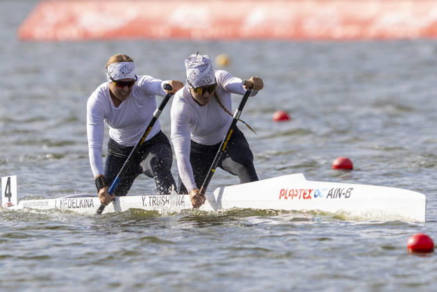 ICF Canoe Sprint and Paracanoe World Championships Yuliya Trushkina, Inna Nedelkina during C2 women 200m - Final A at the ICF Canoe Sprint and Paracanoe World Championships 2026 in Poznan,Poland on August 29, 2026 Poznan Poland  Copyright: xAndrzejxIwanczukx originalFilename:iwanczuk-icfcanoe260829_npcVQ.jpg