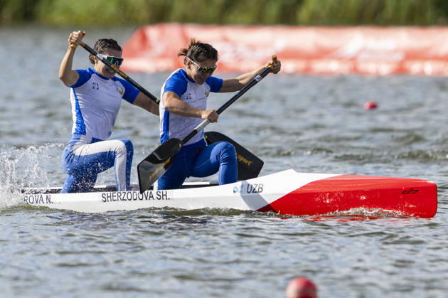 ICF Canoe Sprint and Paracanoe World Championships Shokhsanam Sherzodova,Nilufar Zokirova during C2 women 200m - Final A at the ICF Canoe Sprint and Paracanoe World Championships 2026 in Poznan,Poland on August 29, 2026 Poznan Poland  Copyright: xAndrzejxIwanczukx originalFilename:iwanczuk-icfcanoe260829_np90K.jpg