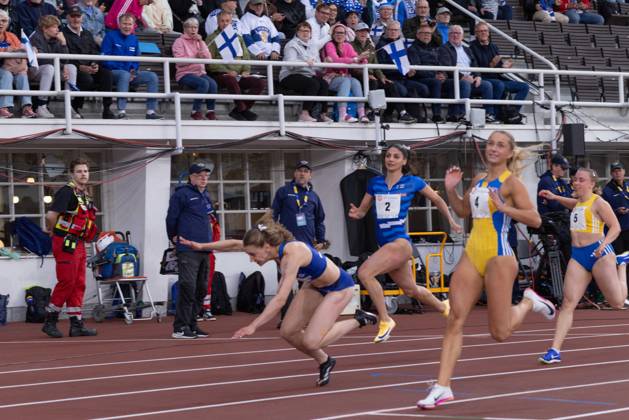 August 29, 2026, Helsinki, Uusimaa, Finland: HELSINKI, FINLAND - AUGUST 29, 2026: LOTTA KEMPPINEN of Finland falls on the track after crossing the finish line to win the women s 100m in 11.53 seconds during the Finland-Sweden Athletics international match, Länderspiel, Nationalmannschaft at Helsinki Olympic Stadium. . Helsinki Finland - ZUMAt172 20260829_zip_t172_012 Copyright: xJosexTabaresx