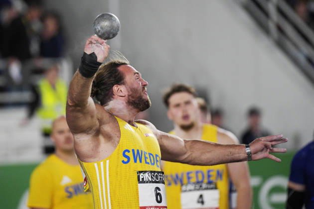 260829 Wictor Petersson of Sweden competes in shot put during day 1 of the athletics gala Finnkampen on August 29, 2026 in Helsinki. Photo: Kalle Parkkinen BILDBYRAN COP 18 XY0124 friidrott athletics friidrett finnkampen day 1 bbeng dag 1 Copyright: KALLExPARKKINEN BB260829ZT016
