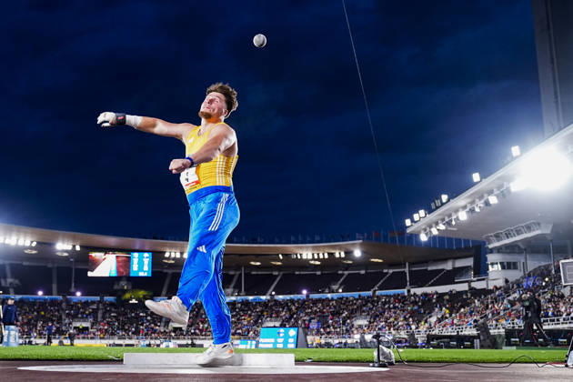 260829 Leo Zikovic of Sweden competes in shot put during day 1 of the athletics gala Finnkampen on August 29, 2026 in Helsinki. Photo: Kalle Parkkinen BILDBYRAN COP 18 XY0124 friidrott athletics friidrett finnkampen day 1 bbeng dag 1 Copyright: KALLExPARKKINEN BB260829ZV019