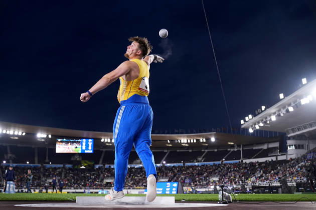 260829 Leo Zikovic of Sweden competes in shot put during day 1 of the athletics gala Finnkampen on August 29, 2026 in Helsinki. Photo: Kalle Parkkinen BILDBYRAN COP 18 XY0124 friidrott athletics friidrett finnkampen day 1 bbeng dag 1 Copyright: KALLExPARKKINEN BB260829ZQ011