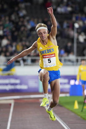 260829 Markus Lundborg of Sweden competes in men™s triple jump during day 1 of the athletics gala Finnkampen on August 29, 2026 in Helsinki. Photo: Kalle Parkkinen BILDBYRAN COP 18 XY0124 friidrott athletics friidrett finnkampen day 1 bbeng dag 1 Copyright: KALLExPARKKINEN BB260829ZE013