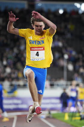 260829 Malte Svensson of Sweden competes in men™s triple jump during day 1 of the athletics gala Finnkampen on August 29, 2026 in Helsinki. Photo: Kalle Parkkinen BILDBYRAN COP 18 XY0124 friidrott athletics friidrett finnkampen day 1 bbeng dag 1 Copyright: KALLExPARKKINEN BB260829ZI019