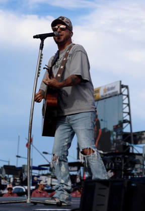 DAYTONA BEACH, FL - AUGUST 29: Chris Lucas of LoCash performs before the NASCAR, Motorsport, USA Cup Series Coke Zero Sugar 400 on August 29, 2026 at Daytona International Speedway in Daytona Beach, FL (Photo by Malcolm Hope Icon Sportswire) AUTO: AUG 29 NASCAR Cup Series Coke Zero Sugar 400 EDITORIAL USE ONLY Icon260829003400