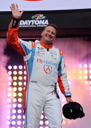 DAYTONA BEACH, FL - AUGUST 29: Michael McDowell ( 71 Spire Motorsports Fly Alliance Chevrolet) waves to the crowd during driver introduction prior to the NASCAR, Motorsport, USA Cup Series Coke Zero Sugar 400 on August 29, 2026 at Daytona International Speedway in Daytona Beach, FL. (Photo by Michael Bush Icon Sportswire) AUTO: AUG 29 NASCAR Cup Series Coke Zero Sugar 400 EDITORIAL USE ONLY Icon260829016