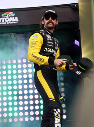 DAYTONA BEACH, FL - AUGUST 29: Ryan Blaney ( 12 Team Penske Advance Auto Parts Ford) tosses hats to the crowd during driver introduction prior to the NASCAR, Motorsport, USA Cup Series Coke Zero Sugar 400 on August 29, 2026 at Daytona International Speedway in Daytona Beach, FL. (Photo by Michael Bush Icon Sportswire) AUTO: AUG 29 NASCAR Cup Series Coke Zero Sugar 400 EDITORIAL USE ONLY Icon260829017