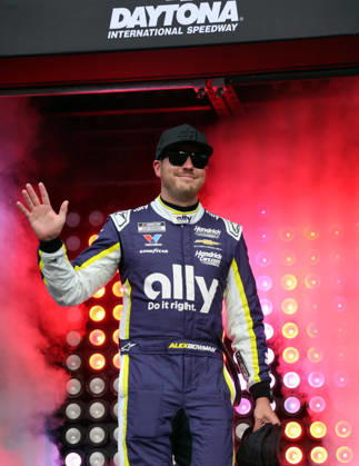 DAYTONA BEACH, FL - AUGUST 29: Alex Bowman ( 48 Hendrick Motorsports Ally Chevrolet) waves to the crowd during driver introduction prior to the NASCAR, Motorsport, USA Cup Series Coke Zero Sugar 400 on August 29, 2026 at Daytona International Speedway in Daytona Beach, FL. (Photo by Michael Bush Icon Sportswire) AUTO: AUG 29 NASCAR Cup Series Coke Zero Sugar 400 EDITORIAL USE ONLY Icon260829018
