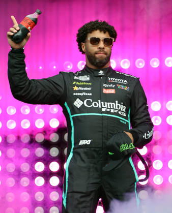 DAYTONA BEACH, FL - AUGUST 29: Bubba Wallace ( 23 23XI Racing Columbia PFG Toyota) waves to the crowd during driver introduction prior to the NASCAR, Motorsport, USA Cup Series Coke Zero Sugar 400 on August 29, 2026 at Daytona International Speedway in Daytona Beach, FL. (Photo by Michael Bush Icon Sportswire) AUTO: AUG 29 NASCAR Cup Series Coke Zero Sugar 400 EDITORIAL USE ONLY Icon260829020