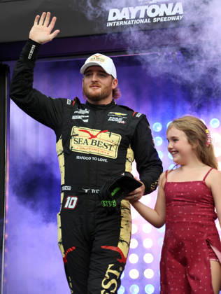 DAYTONA BEACH, FL - AUGUST 29: Ty Dillon ( 10 Kaulig Racing Beaver Street Fisheries Chevrolet) waves to the crowd during driver introduction prior to the NASCAR, Motorsport, USA Cup Series Coke Zero Sugar 400 on August 29, 2026 at Daytona International Speedway in Daytona Beach, FL. (Photo by Michael Bush Icon Sportswire) AUTO: AUG 29 NASCAR Cup Series Coke Zero Sugar 400 EDITORIAL USE ONLY Icon260829024