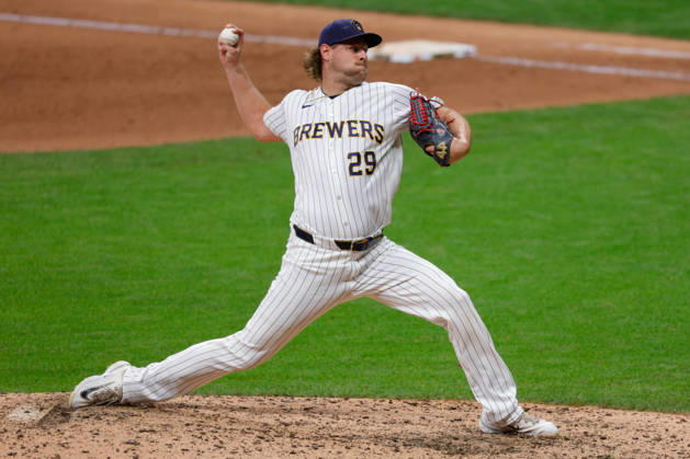 August 29, 2026, Milwaukee, Wisconsin, USA: Milwaukee Brewers pitcher TREVOR MEGILL (29) pitches during the ninth inning in a baseball game, Saturday, Aug. 28, 2026, in Milwaukee, Wisconsin. Milwaukee USA - ZUMAa325 20260829_zsa_a325_024 Copyright: xDavidxBalleringxIix