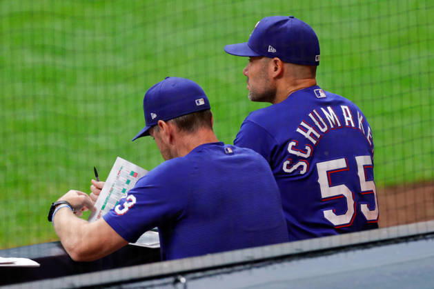 August 29, 2026, Milwaukee, Wisconsin, USA: Texas Rangers manager SKIP SCHUMAKER (55) in a baseball game, Saturday, Aug. 28, 2026, in Milwaukee, Wisconsin. Milwaukee USA - ZUMAa325 20260829_zsa_a325_027 Copyright: xDavidxBalleringxIix