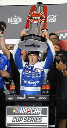 DAYTONA BEACH, FL - AUGUST 29: Ryan Preece ( 60 RFK Racing Kroger OIKOS Ford) celebrates winning the NASCAR, Motorsport, USA Cup Series Coke Zero Sugar 400 on August 29, 2026 at Daytona International Speedway in Daytona Beach, FL. (Photo by Michael Bush Icon Sportswire) AUTO: AUG 29 NASCAR Cup Series Coke Zero Sugar 400 EDITORIAL USE ONLY Icon260829046400