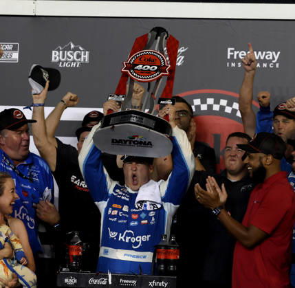 DAYTONA BEACH, FL - AUGUST 29: Ryan Preece ( 60 RFK Racing Kroger OIKOS Ford) celebrates winning the NASCAR, Motorsport, USA Cup Series Coke Zero Sugar 400 on August 29, 2026 at Daytona International Speedway in Daytona Beach, FL (Photo by Malcolm Hope Icon Sportswire) AUTO: AUG 29 NASCAR Cup Series Coke Zero Sugar 400 EDITORIAL USE ONLY Icon260829008400