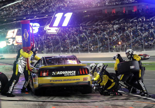 DAYTONA BEACH, FL - AUGUST 29: Ryan Blaney ( 12 Team Penske Advance Auto Parts Ford) pits during the NASCAR, Motorsport, USA Cup Series Coke Zero Sugar 400 on August 29, 2026 at Daytona International Speedway in Daytona Beach, FL. (Photo by Michael Bush Icon Sportswire) AUTO: AUG 29 NASCAR Cup Series Coke Zero Sugar 400 EDITORIAL USE ONLY Icon260829050400