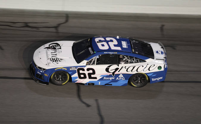 DAYTONA BEACH, FL - AUGUST 29: Casey Mears ( 62 Beard Motorsports The Gracie Foundation Chevrolet) in turn 3 during the NASCAR, Motorsport, USA Cup Series Coke Zero Sugar 400 on August 29, 2026 at Daytona International Speedway in Daytona Beach, FL (Photo by Malcolm Hope Icon Sportswire) AUTO: AUG 29 NASCAR Cup Series Coke Zero Sugar 400 EDITORIAL USE ONLY Icon260829030400