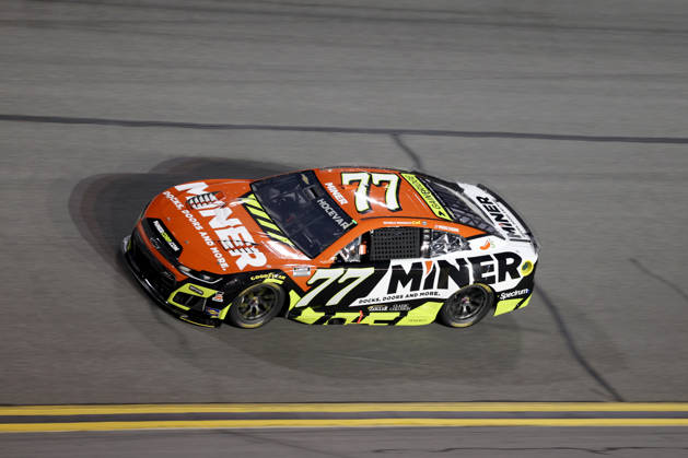 DAYTONA BEACH, FL - AUGUST 29: Carson Hocevar ( 77 Spire Motorsports Miner Docks, Doors and More Chevrolet) in turn 3 during the NASCAR, Motorsport, USA Cup Series Coke Zero Sugar 400 on August 29, 2026 at Daytona International Speedway in Daytona Beach, FL (Photo by Malcolm Hope Icon Sportswire) AUTO: AUG 29 NASCAR Cup Series Coke Zero Sugar 400 EDITORIAL USE ONLY Icon260829032400