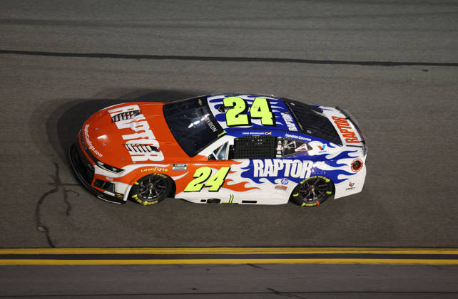DAYTONA BEACH, FL - AUGUST 29: William Byron ( 24 Hendrick Motorsports Raptor Chevrolet) in turn 3 during the NASCAR, Motorsport, USA Cup Series Coke Zero Sugar 400 on August 29, 2026 at Daytona International Speedway in Daytona Beach, FL (Photo by Malcolm Hope Icon Sportswire) AUTO: AUG 29 NASCAR Cup Series Coke Zero Sugar 400 EDITORIAL USE ONLY Icon260829036400