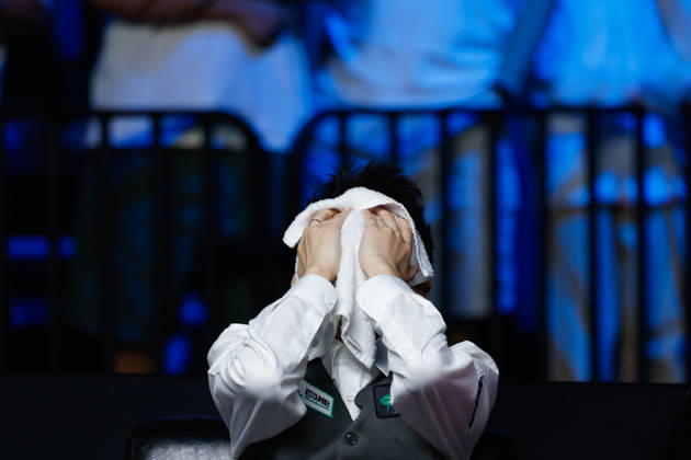 (260830) -- WUHAN, Aug. 30, 2026 -- Chang Bingyu reacts after winning the final match between Zhao Xintong of China and Chang Bingyu of China at Wuhan Open 2026 snooker tournament in Wuhan, central China s Hubei Province, Aug. 29, 2026. ) (SP)CHINA-SNOOKER-WUHAN OPEN (CN) WuxZhizun 