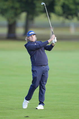 SUTTON COLDFIELD, ENGLAND - AUG 30: Oliver Lindell (FIN) plays from the eighteenth fairway during the delayed Round 3 at the 2026 Husqvarna British Masters at The Belfry, Sutton Coalfield on August 30, 2026 in Warwickshire, England The 2026 Husqvarna British Masters