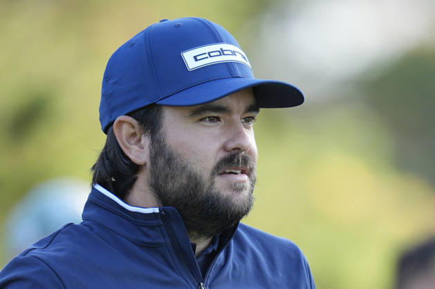 SUTTON COLDFIELD, ENGLAND - AUG 30: Angel Hidalgo (ESP) reacts after he plays from the eighteenth tee during the delayed Round 3 at the 2026 Husqvarna British Masters at The Belfry, Sutton Coalfield on August 30, 2026 in Warwickshire, England The 2026 Husqvarna British Masters