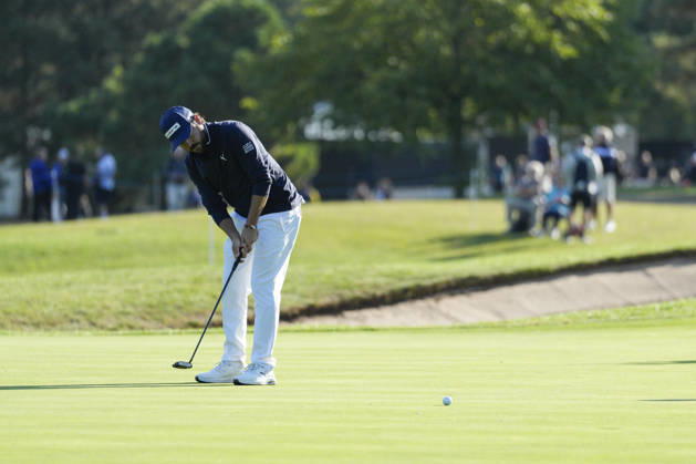 SUTTON COLDFIELD, ENGLAND - AUG 30: Angel Hidalgo (ESP) putts on the eighteenth green during the delayed Round 3 at the 2026 Husqvarna British Masters at The Belfry, Sutton Coalfield on August 30, 2026 in Warwickshire, England The 2026 Husqvarna British Masters