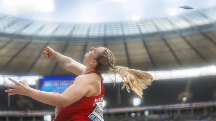 BERLIN, GERMANY - AUGUST 30, 2026: Leia BRAUNAGEL (GER Germany) competing in the women’s discus throw during the ISTAF at Olympic Stadium on August 30, 2026 in Berlin, Germany. Germany Copyright: xAxelxKohringx