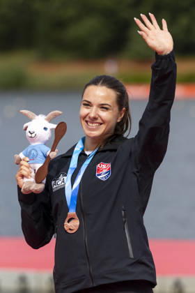 ICF Canoe Sprint and Paracanoe World Championships Nevin Harrison at the medal ceremony during the 2026 ICF World Championships in Canoe Sprint and Para-canoe in PoznaÅ , Poland, on 30 August 2026. Poznan Poland  Copyright: xAndrzejxIwanczukx originalFilename:iwanczuk-icfcanoe260830_np0IT.jpg