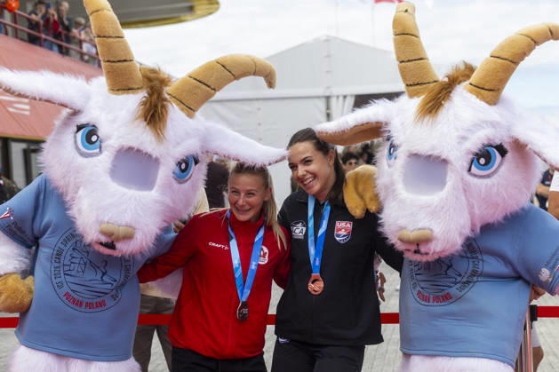 ICF Canoe Sprint and Paracanoe World Championships Sophia Jensen,Nevin Harrison at the medal ceremony during the 2026 ICF World Championships in Canoe Sprint and Para-canoe in PoznaÅ , Poland, on 30 August 2026. Poznan Poland  Copyright: xAndrzejxIwanczukx originalFilename:iwanczuk-icfcanoe260830_npbFh.jpg