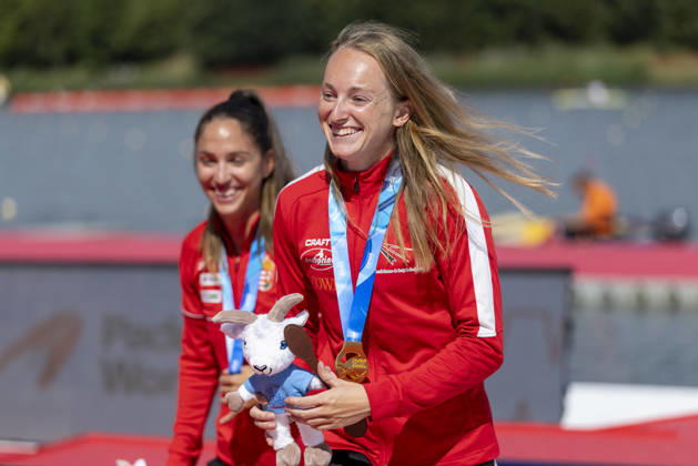 ICF Canoe Sprint and Paracanoe World Championships Frederikke Hauge Moercke at the medal ceremony during the 2026 ICF World Championships in Canoe Sprint and Para-canoe in PoznaÅ , Poland, on 30 August 2026. Poznan Poland  Copyright: xAndrzejxIwanczukx originalFilename:iwanczuk-icfcanoe260830_np3LX.jpg