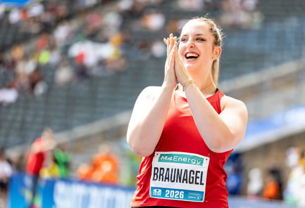 ISTAF 2026; Berlin, 30.08.2026 Ausgelassene Freude bei Diskuswerferin Leia BRAUNAGEL (GER Germany); ISTAF Berlin am 30.08.2026 im Olympiastadion in Berlin (Deutschland). Copyright: xBEAUTIFULxSPORTS R.xSchmittx