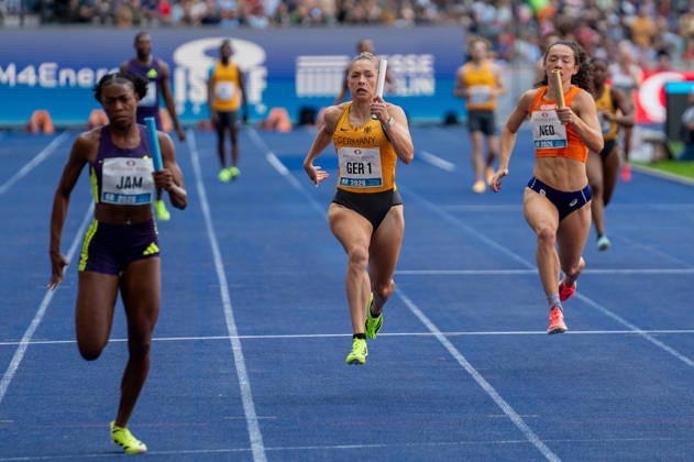 Deutschland: Leichtathletik, Leichtathletik Meeting, Sportfest ISTAF 2026 am 30.08.2026 in Berlin (Olympiastadion): 4 x 100 Meter Mixed Staffel. Schlussläuferin Gina Lückenkemper Copyright: xSvenxHeidmannx