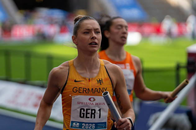Deutschland: Leichtathletik, Leichtathletik Meeting, Sportfest ISTAF 2026 am 30.08.2026 in Berlin (Olympiastadion): 4 x 100 Meter Mixed Staffel. Schlussläuferin Gina Lückenkemper Copyright: xSvenxHeidmannx