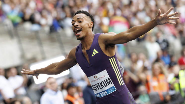 BERLIN, GERMANY - AUGUST 30, 2026: Emil AGYEKUM (GER Germany) wins the 400m hurdles during the ISTAF at Olympic Stadium on August 30, 2026 in Berlin, Germany. Germany Copyright: xAxelxKohringx
