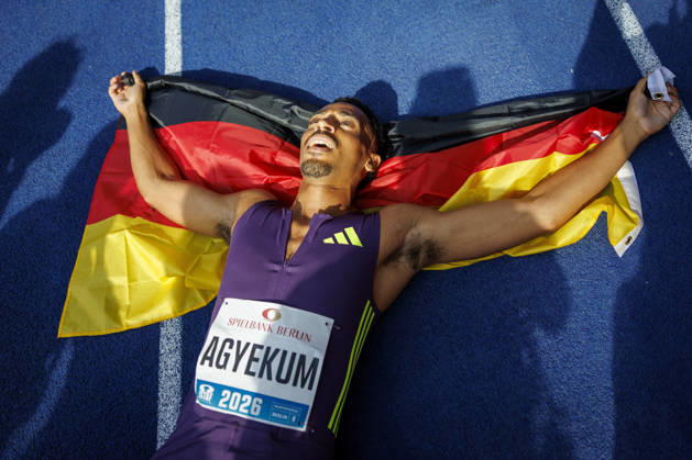 BERLIN, GERMANY - AUGUST 30, 2026: Emil AGYEKUM (GER Germany) on the track after winning the 400m hurdles during the ISTAF at Olympic Stadium on August 30, 2026 in Berlin, Germany. Germany Copyright: xAxelxKohringx