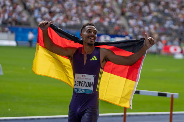 Deutschland: Leichtathletik, Leichtathletik Meeting, Sportfest ISTAF 2026 am 30.08.2026 in Berlin (Olympiastadion): 400 Meter Hürden Emil Agyekum (Deutschland) Copyright: xSvenxHeidmannx