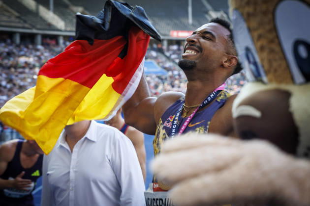 BERLIN, GERMANY - AUGUST 30, 2026: Leo NEUGEBAUER (GER Germany) celebrates during the ISTAF at Olympic Stadium on August 30, 2026 in Berlin, Germany. Germany Copyright: xAxelxKohringx