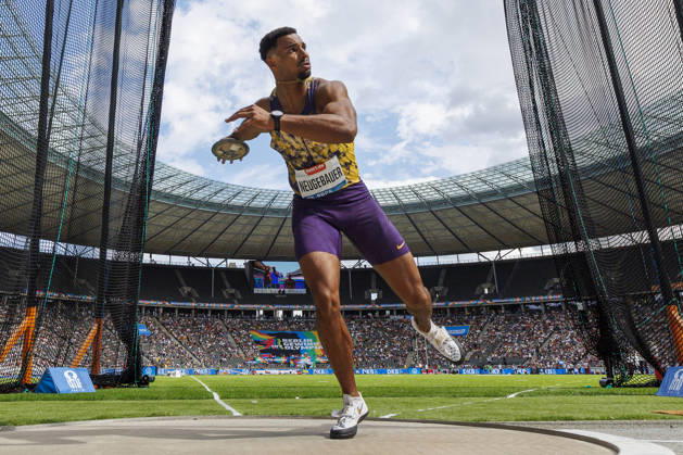 BERLIN, GERMANY - AUGUST 30, 2026: Leo NEUGEBAUER (GER Germany) competing in the men’s discus throw during the ISTAF at Olympic Stadium on August 30, 2026 in Berlin, Germany. Germany Copyright: xAxelxKohringx