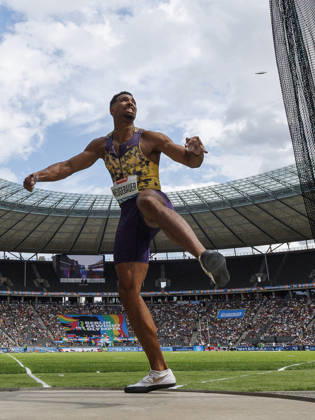BERLIN, GERMANY - AUGUST 30, 2026: Leo NEUGEBAUER (GER Germany) competing in the men’s discus throw during the ISTAF at Olympic Stadium on August 30, 2026 in Berlin, Germany. Germany Copyright: xAxelxKohringx