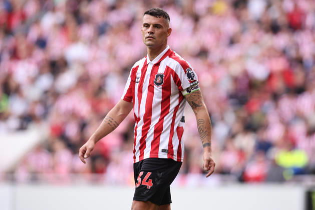 Sunderland v Fulham - Premier League 2026 27 Granit Xhaka of Sunderland during the Premier League match between Sunderland and Fulham at the Stadium of Light in Sunderland, on August 29, 2026. Sunderland Tyne and Wear United Kingdom  Copyright: xMIxNewsx originalFilename:fletcher-sunderla260830_npCVz.jpg