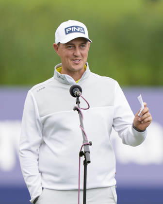 SUTTON COLDFIELD, ENGLAND - AUG 30: Joe Dean (ENG) gives a speech after winning the 2026 Husqvarna British Masters at The Belfry, Sutton Coalfield on August 30, 2026 in Warwickshire, England The 2026 Husqvarna British Masters