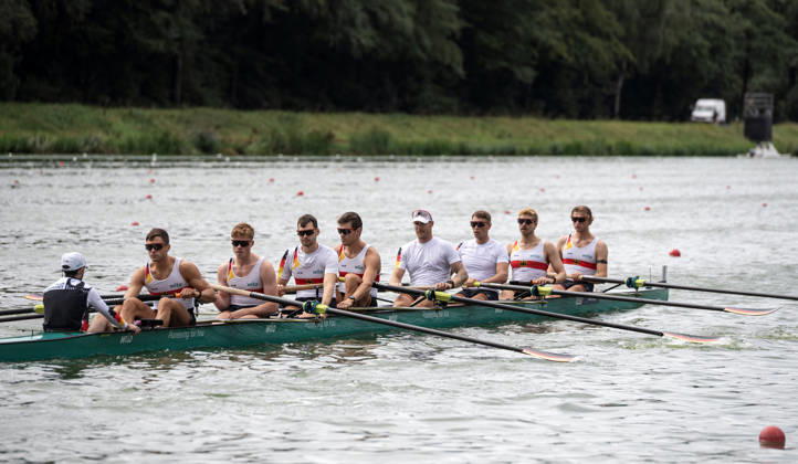 Amsterdam The Netherlands 30th August 2026 2026 World Rowing Championships on the Bosbaan in Amsterdam Men s Eight Final A (Final) Rowers make their ways to the start. B Soenke Kruse 2 Theis Hagemeister 3 Olaf Roggensack 4 Mattes Schoenherr 5 Tassilo Von Mueller 6 Julius Christ 7 Paul Klapperich S Frederik Breuer C Jonas Wiesen (GER)