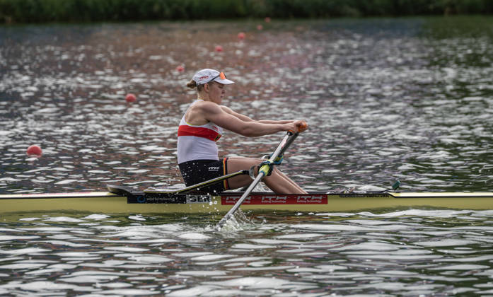 Amsterdam The Netherlands 30th August 2026 2026 World Rowing Championships on the Bosbaan in Amsterdam Women s Single Sculls Final B (Final) Alexandra Foester (GER) wins the B final