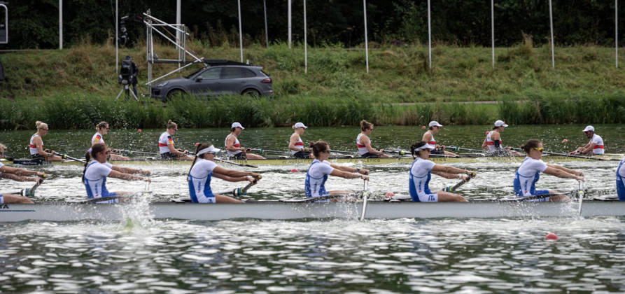 Amsterdam The Netherlands 30th August 2026 2026 World Rowing Championships on the Bosbaan in Amsterdam Women s Eight Final B (Final) B Nora Peuser 2 Paula Hartmann 3 Olivia Clotten 4 Antonia Galland 5 Pia Greiten 6 Annabelle Bachmann 7 Luise Bachmann S Tabea Schendekehl C Florian Koch (GER)